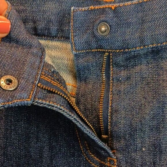 Y2K French Connection dark wash denim fitted skirt with front slit size 10 - Picture 7 of 8